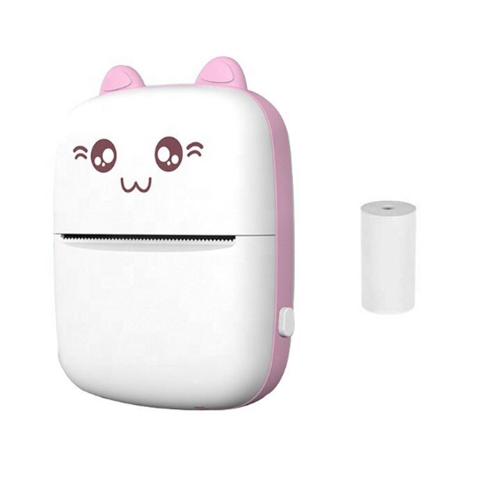 mini Kot C9 bezprzewodowy kieszonkowy rozmiar Bluetooth przenośny termiczny papier fotograficzny drukarka robić 58mm etykieta druku notatka android telefon z IOS: różowy Printer