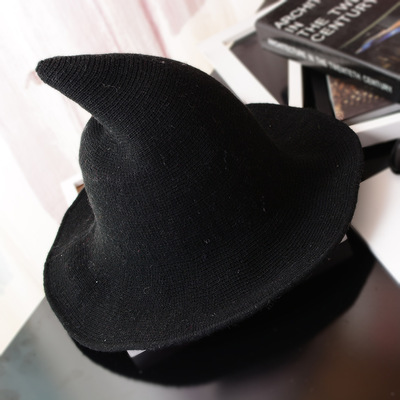 Halloween heksehue herre& #39 ;s og kvinder& #39 ;s uldstrik hue solid hat diversificeret langs hatten kæreste