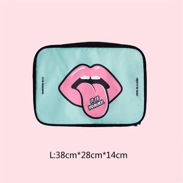 The Ms. Cosmetic bag Cute cartoon carry-on travel bag big mouth luggage bag clothing pull suitcase sorting bag Trav: 3