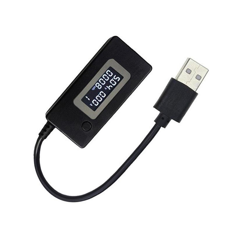 LCD Display USB Voltage/Amps Power Meter Tester Multimeter Test Speed of Chargers Cables Capacity of Power Banks: black