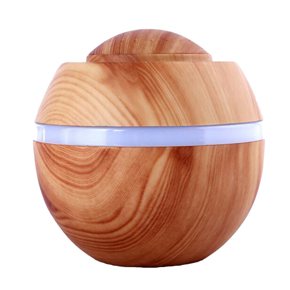 Wood Grain USB 300ml Air Humidifier Aromatherapy Aroma Essential Oil Diffuser with LED Light Mist Maker Colorful: Light Brown