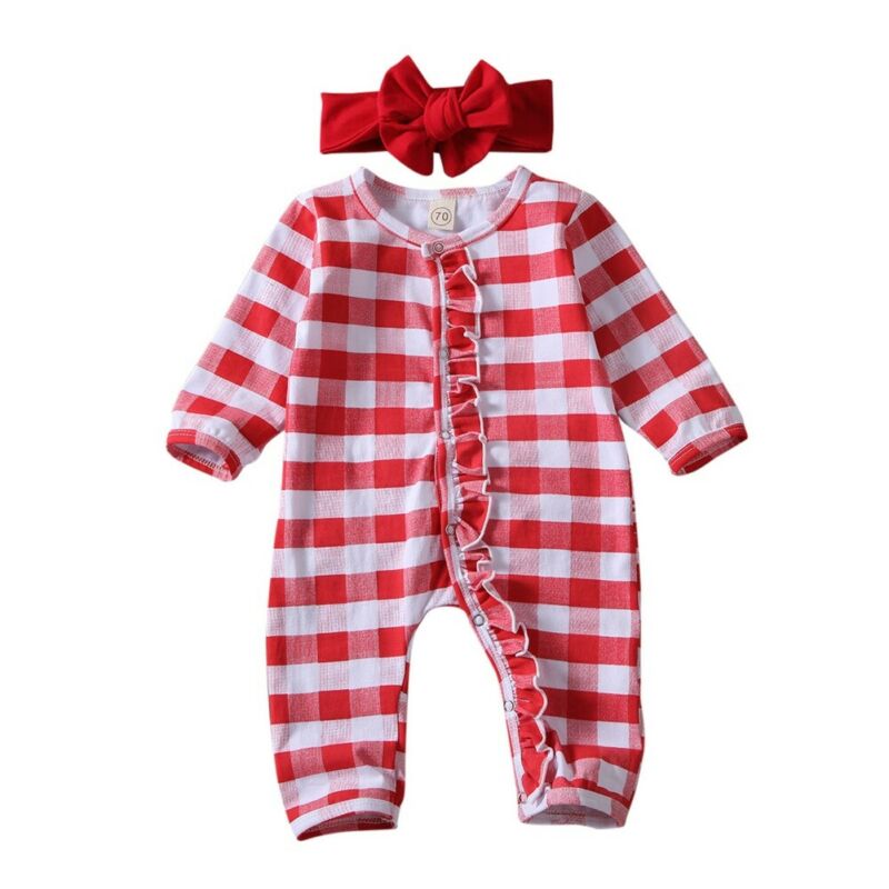 Nyfødte baby baby dreng pige jul romper stribet pyjama tøj outfit nattøj