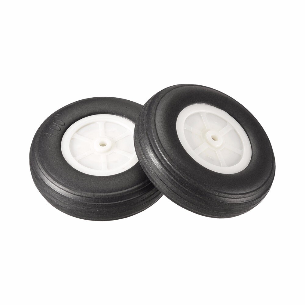 UXCELL 4pcs 100mm Dia. 30mm Thick White Plastic Hub Black Foam Wheel Toy Car Wheel for RC Remote