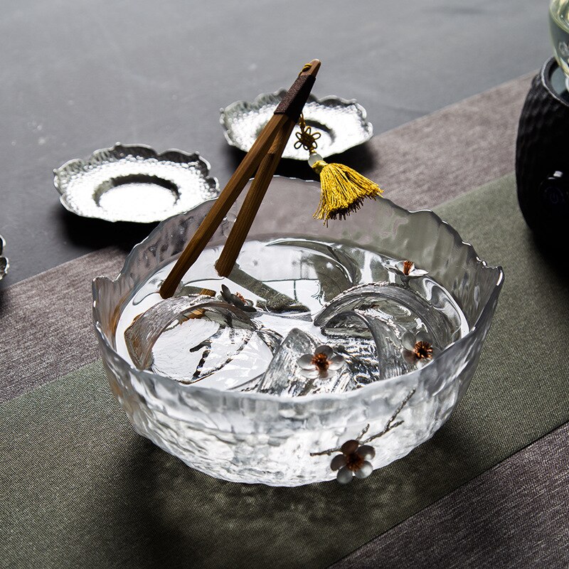 Hammarformad glas tekopp japansk stil plåtblomma högtemperaturglas tekopp exklusiva dekorativa koppar