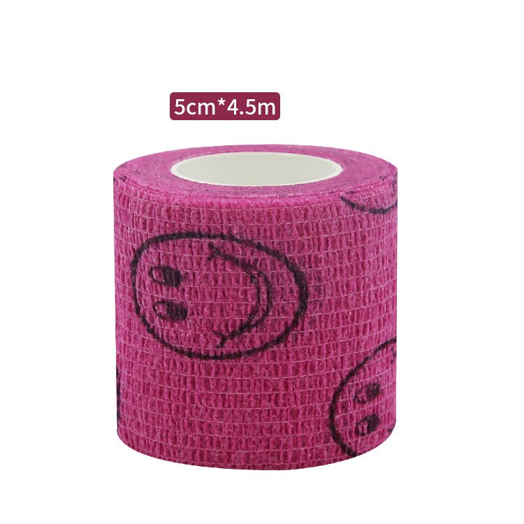 18 Kleuren Kleurrijke Atletische Wrap Tape Zelfklevende Elastische Bandage Hansaplast Sport Protector Knie Vinger Enkel Palm Schouder: Pink smiley