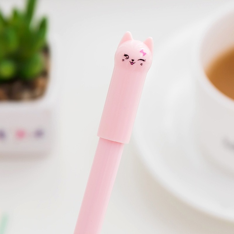 0.5mm Stationery Cute Cartoon Tail Cat Gel Pen For School Office Suppilies With Full Needle Black Pen: black color