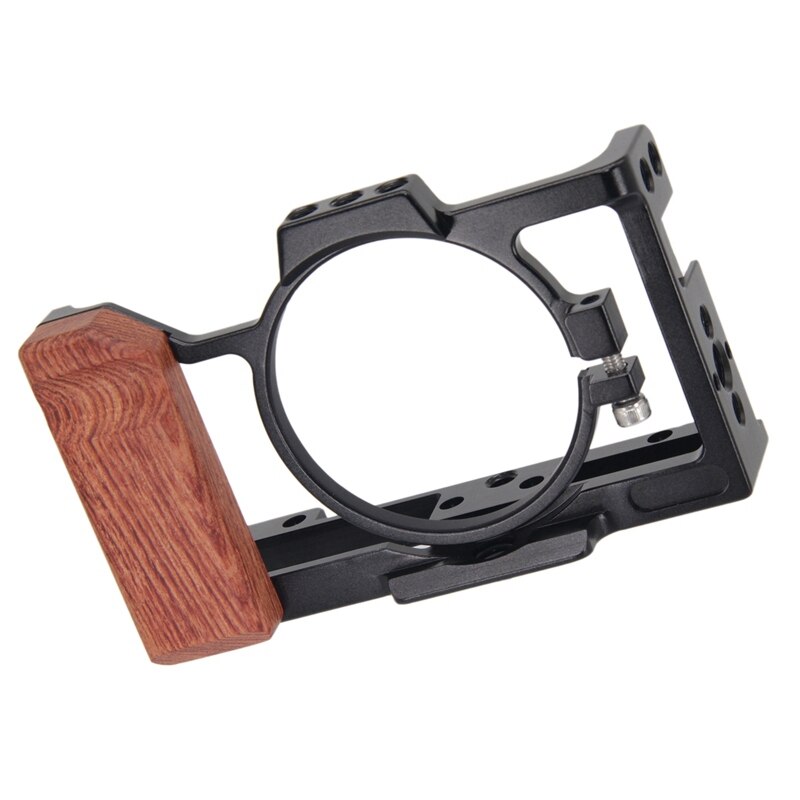 Gaiola de câmera para sony zv1 com alça lateral de madeira sapato frio para microfone led câmera de luz