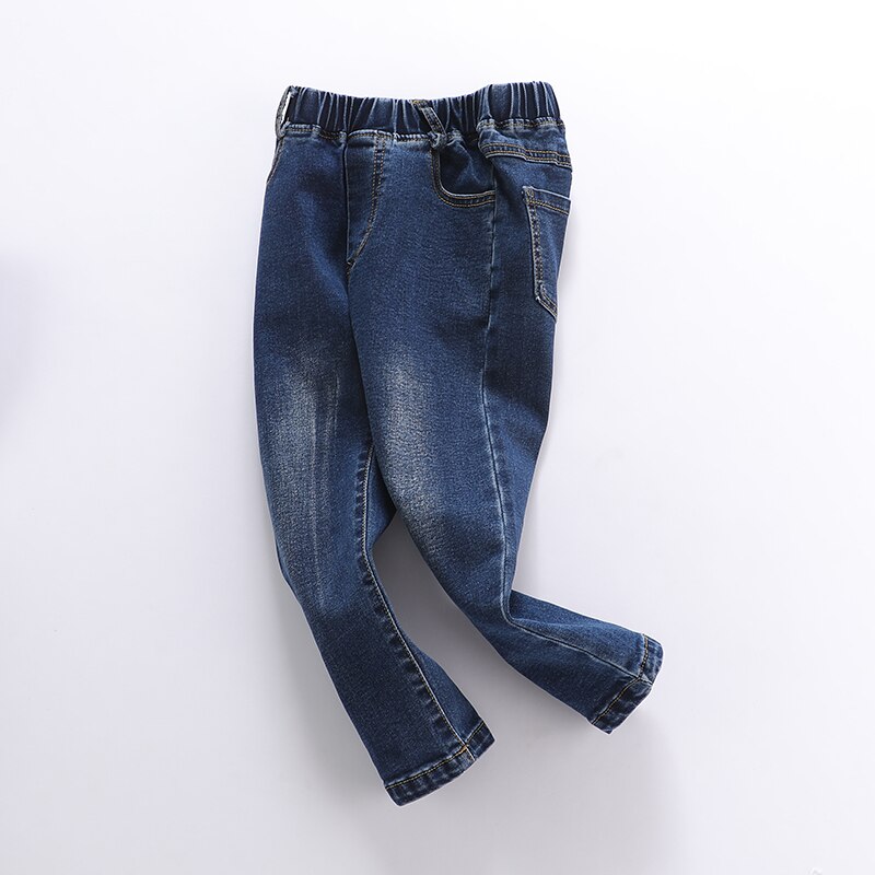 Autumn 2022 outdoor jeans elastic waist solid color slim breathable mid waist pants children's jeans