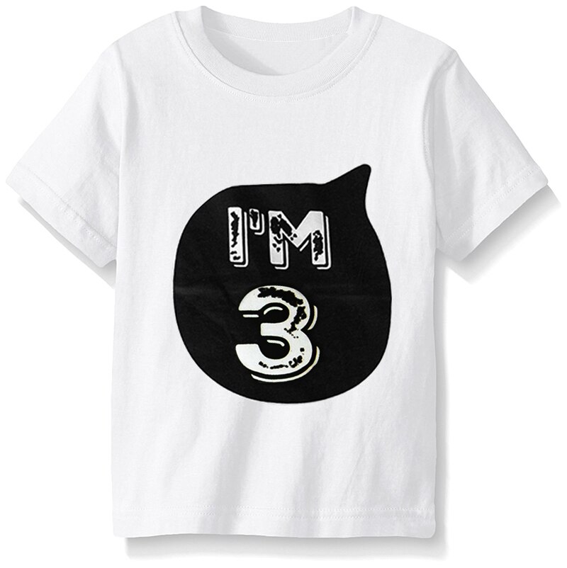 Hvid sort baby blød bomulds-t-shirt børnetøj til piger drenge baby 1st fødselsdagstøj tøj kort tee børnetøj: Hvid 3
