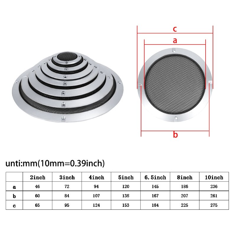 2 Stuks Zilver Vervanging Ronde Luidspreker Beschermende Mesh Net Cover Speaker Grille 2/3/4/5/6.5/8/10 Inch Luidspreker Accessoires