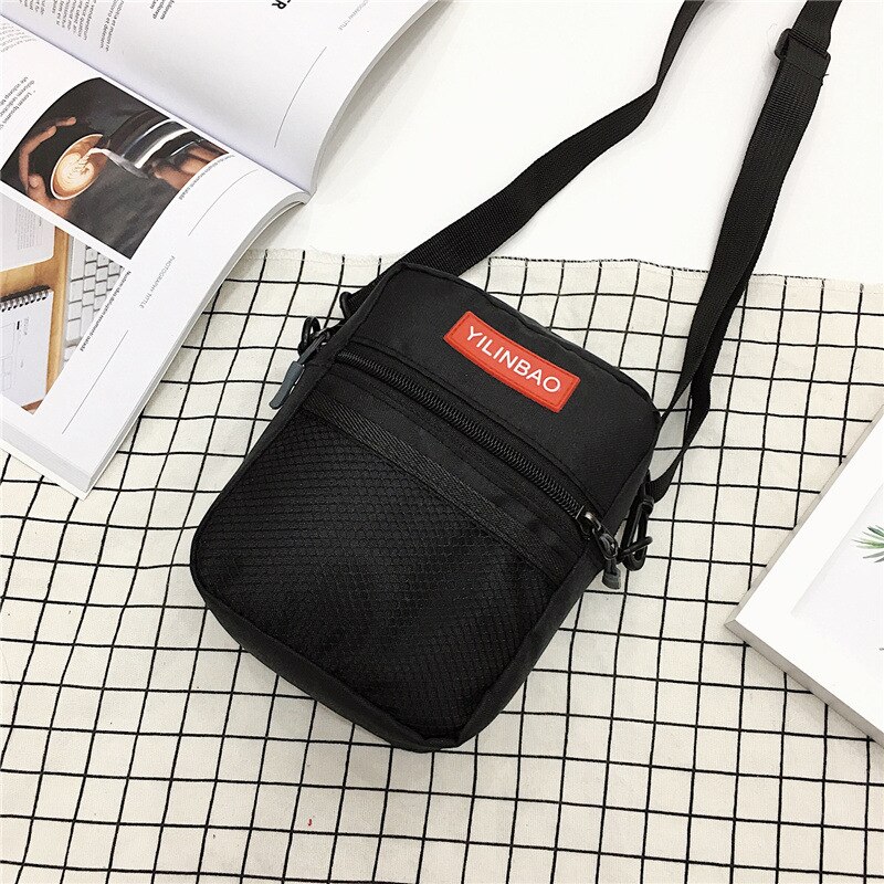 101818 new hot moda adolescente nylon dança legal bolsa de ombro único pequeno saco de retalhos: black