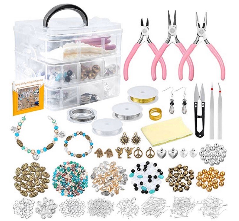 Jewelry Making Supplies Kit Accessories Jewelry Kit Jewelry Making Tools Wire Rings Earring Hook Jewelry Making Supplies: 787pcs