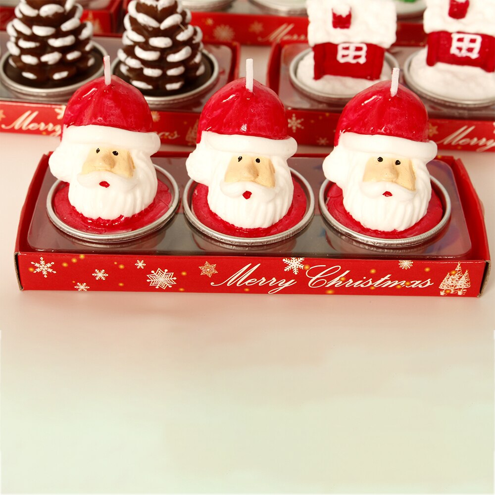 3pcs/Set Merry Christmas Candle Santa Claus Paraffin Candles Xmas Year Wedding Party Supplies Christmas Decorations For Home