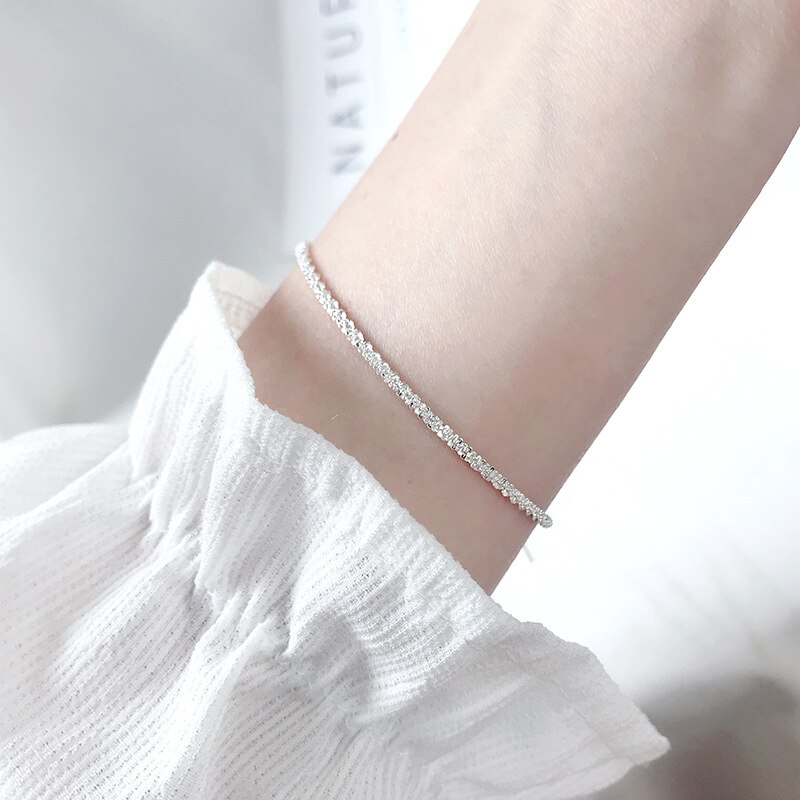 Dünne gestempelt silber überzogene Glänzende Ketten Armbinde Für Frauen Mädchen Freund Schmuck Koreanisch modisch Schmuck