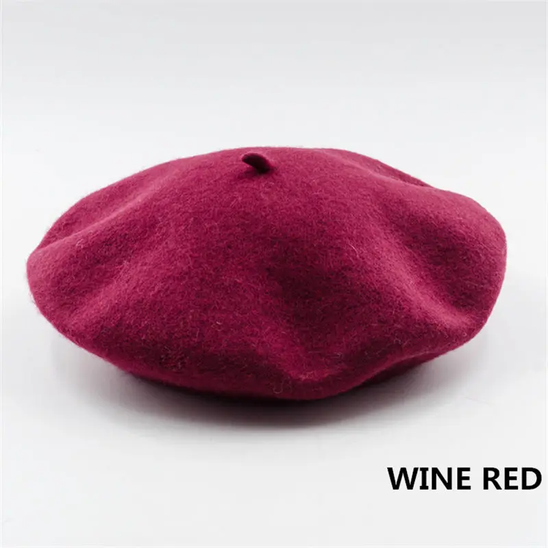 Kobiety Dziewczyny Beret Francuskie wełniane czapki Ciepła zimowa czapka Berety Vintage Berety w jednolitym kolorze Eleganckie damskie czapki zimowe Czapki: BŁĘKITNA