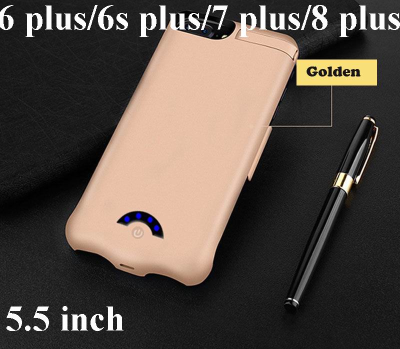 10000mAh Slim Ultra Thin Battery Charger Case For iPhone 8 7 6 S plus Power Bank Backup Charger Case For iPhone 6 6S 7 8 Plus: 6P 6SP 7P 8P Gold