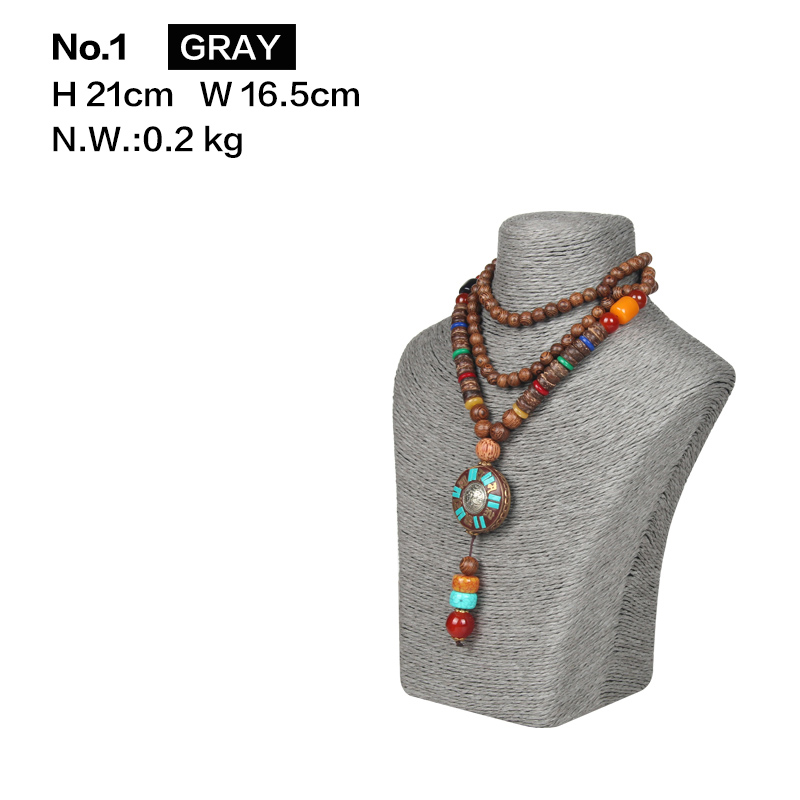 Hanf Seil Halskette Display Stand Halter Nizza Neue Halskette Aufhänger Schmuck Display Büste Modell Rack: No.1 Gray