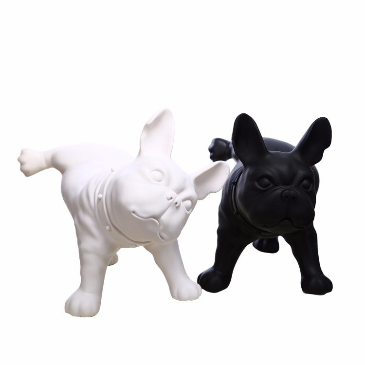 Maniquí de perro Bulldog francés de plástico, blanco y negro, con cabeza giratoria para exhibición