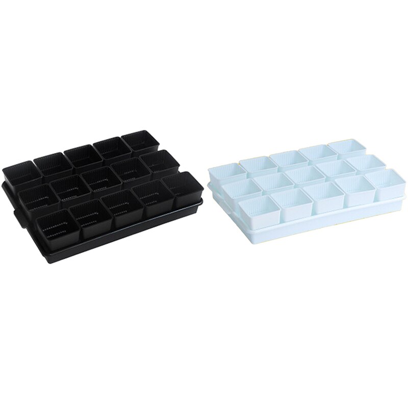 Fyrkantiga plastsuckulenter planteringskrukor med brickset för plantskola kaktusplantor kruka trädgårdstillbehör