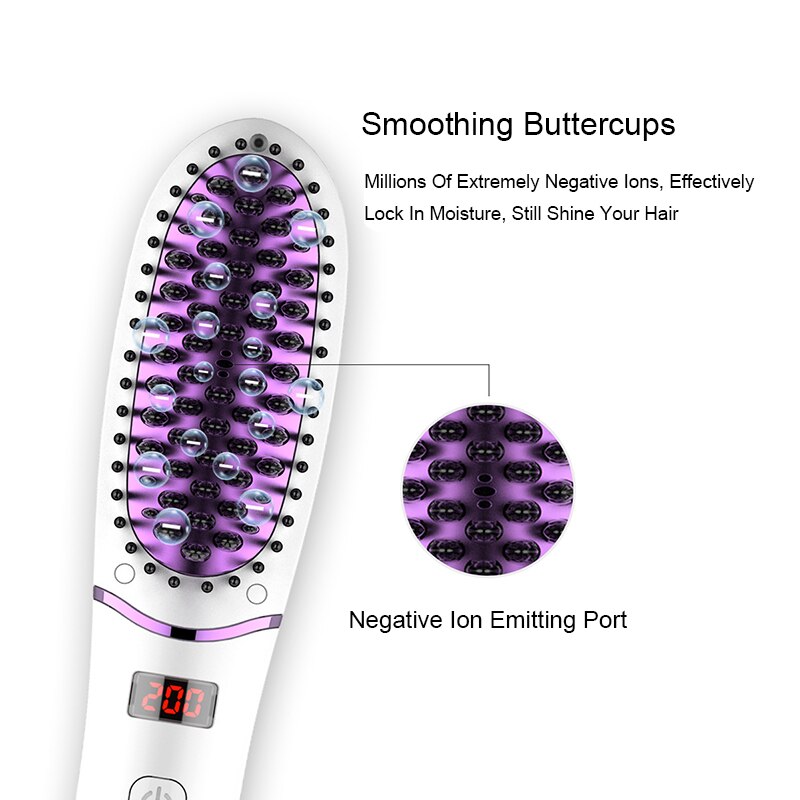 Electronic Ionic Hair Comb 200℃ 110v/220v LED Digi... – Vicedeal