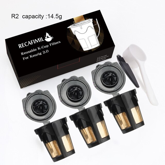 Reusable Coffee Filter Pod Filters Compatible with Kuring 2.0 K Cup Refillable Coffee Baskets: 3PCS R2