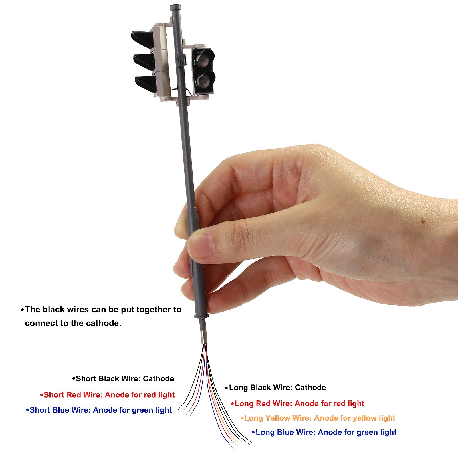 2pcs Model Traffic Singal Red/Green and Red/Yellow/Green Road Crossing Block Signal Light 5-LEDs HO OO O I G Scale Free Resistor