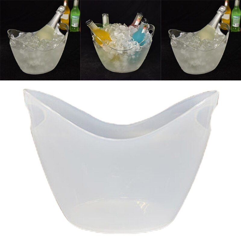Transparent 4L Plastic Ice Bucket Bar Ingot Shape Wine Trough Water Entertainment Stand Wine Holder Glass Wine Bottle
