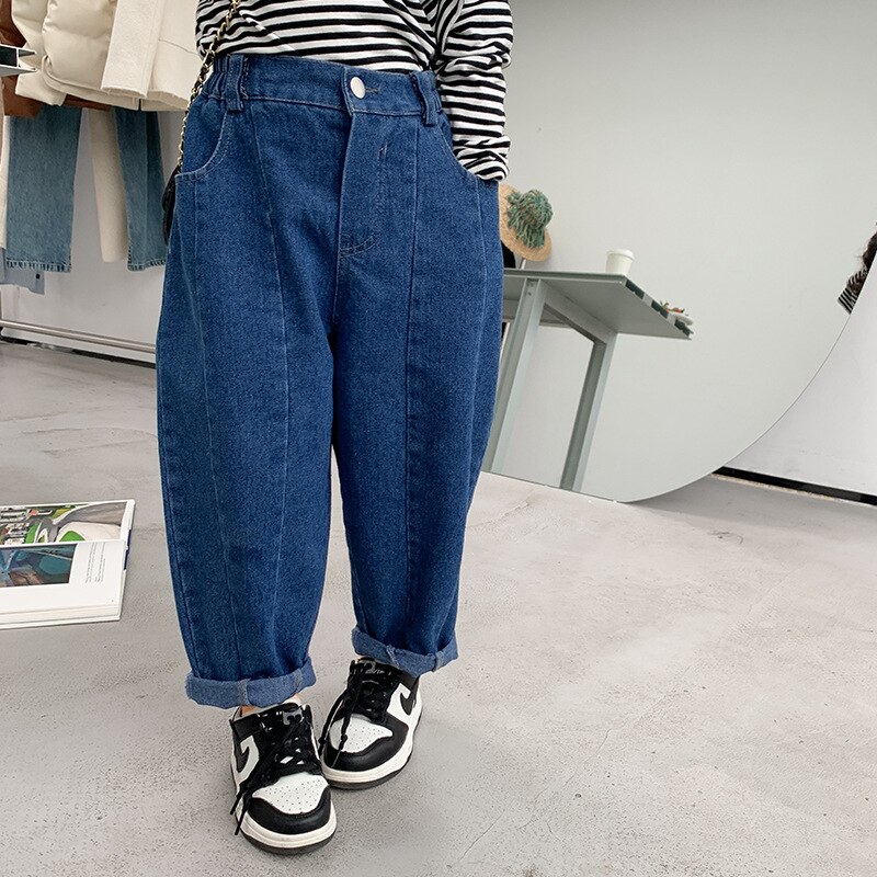 unisex Patchwork Jeans Frühling Kinder lose lässig Denim Harem Hose