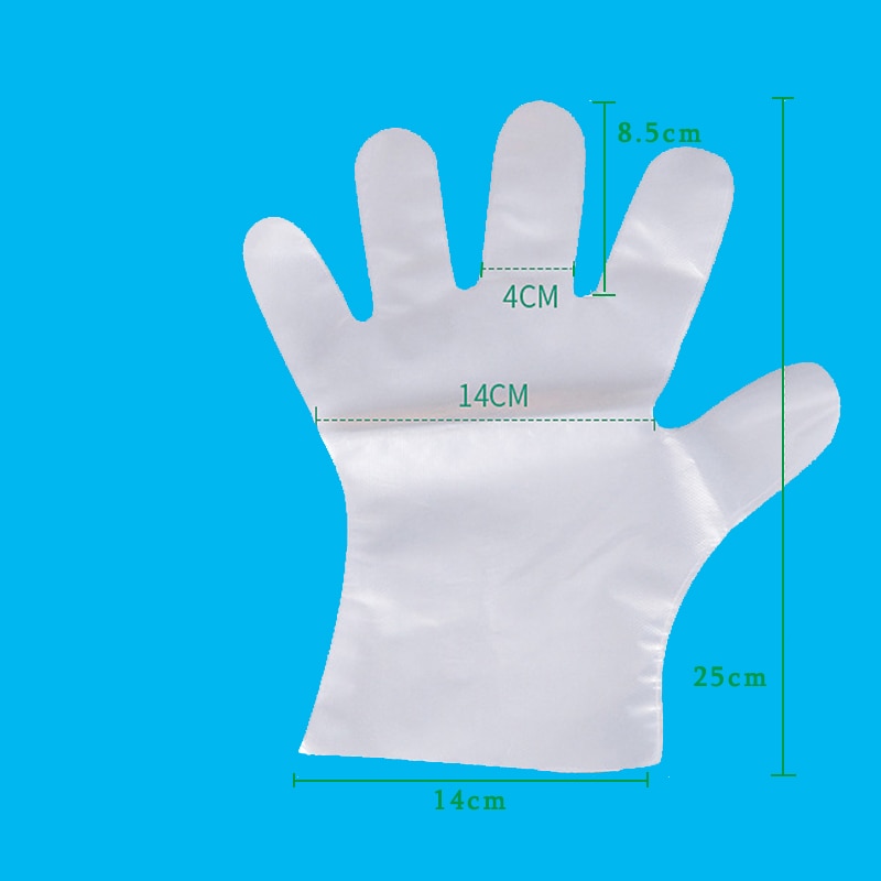 Guantes desechables de 100 uds, guante de plástico de un solo uso, guantes para comida desechables para restaurante Industrial, guantes de limpieza para Cena
