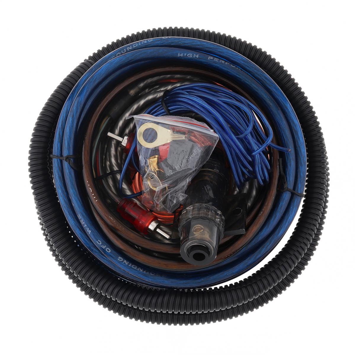 Kit de cableado de instalación de amplificador de calibre 4/6/8, Cables de altavoz de graves de coche, amplificador de potencia de línea de Audio con juego de fusibles: 6 Gauge