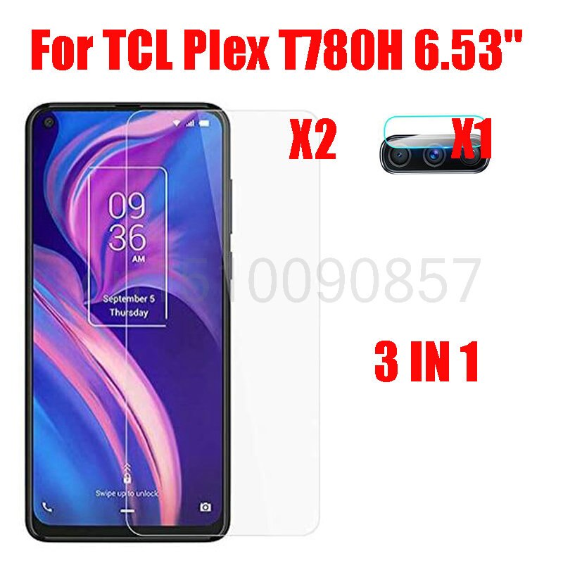 3-In-1 Case + Camera Gehard Glas Op Voor Tcl Plex T780H 6.53 "Screenprotector Glas Voor tcl Plex 2.5D Glas: 3 in 1