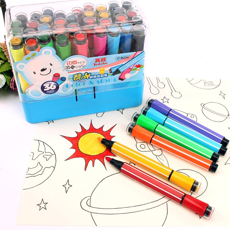 Truecolor cool acridine med forseglingspapir sæt akvarel pen 36 farve kan vaskes børns malerbørste