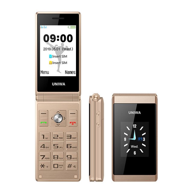 Celular uniwa x28 com flip, gsm, botão grande, com rádio fm, dual sim, teclado russo celular aluno: Arabic Keyboard / UNIWA X28 Gold