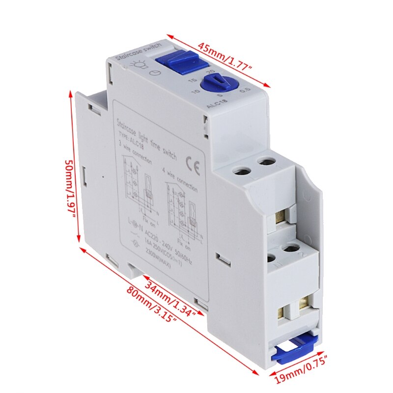 Staircase Switch Automatic Delay off Light Switch AC220-240V Relay 16A Light Control Relay Staircase Timer Switch