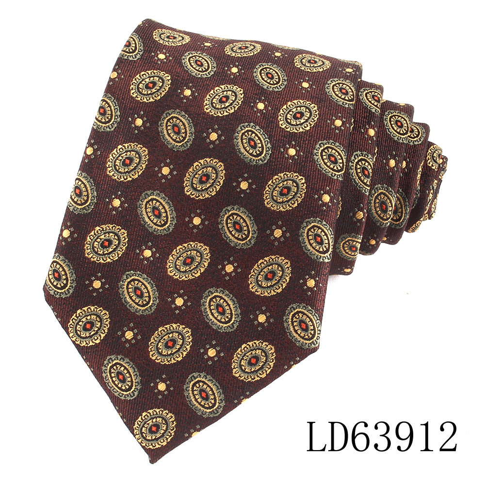 Maillard Coffee Color Ties For Men Women Floral Stripe Neck Tie For Wedding Business Classic Brown Color Neckties Men's Neck Tie: Gold