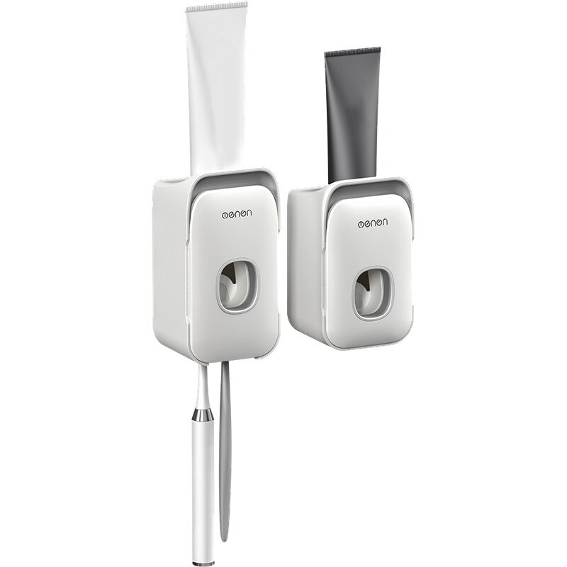 Automatic Toothpaste Dispenser Wall Mount Toothbrush Rack Toothbrush Holder Dust-proof Toothpaste Squeezer Bathroom Accessories