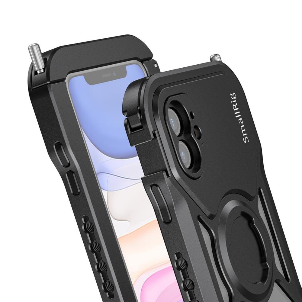 Petite Cage Mobile Pro pour iPhone 11 (noir) Cage de surveillance de téléphone avec chaussures froides Kit de stabilisateur de Cage vidéo Support Rig-2455