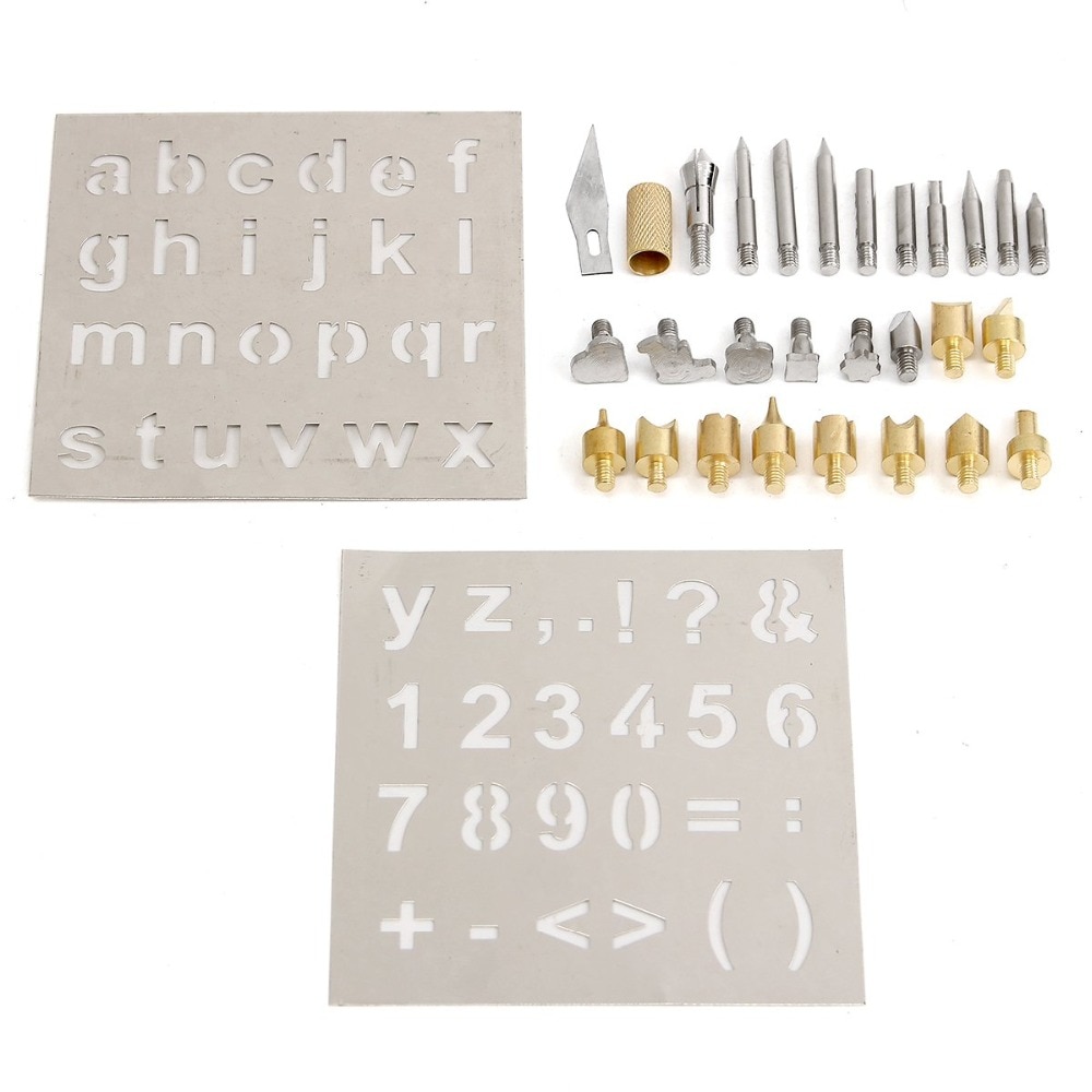 28 st träpennor spets stencil set lödkol arbetsbrännare spets för pyrografi träbearbetningsverktyg
