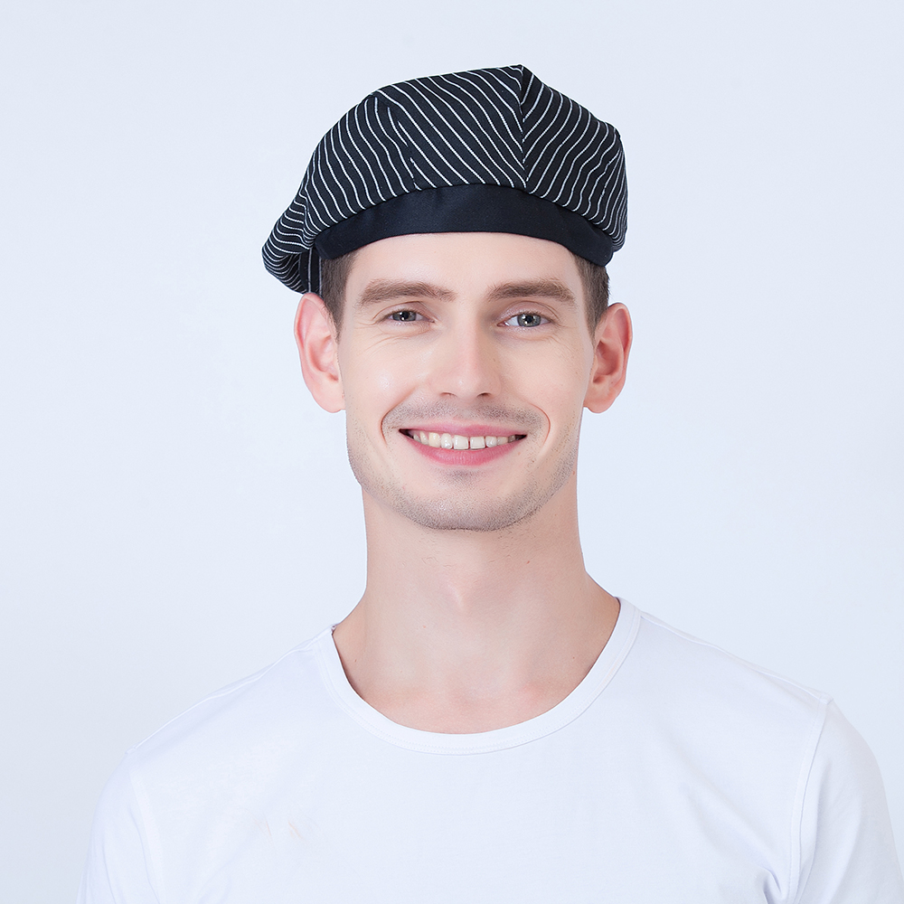 Chapeau de chef à rayures 5 pour adultes, pour restaurant, hôtel, boulangerie, cantine, chef, cuisine, vêtements de travail: 1