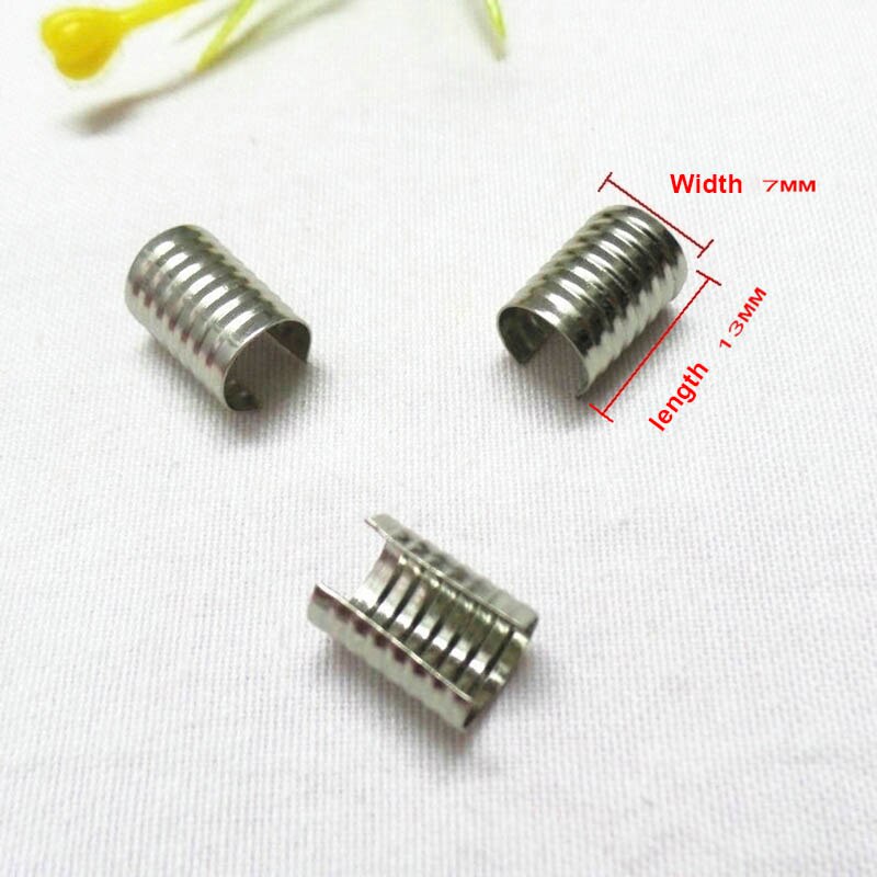 100pcs 7*13mm Metal Round Crimping Cord Fastener Fitting String Leather Rope for DIY Jewelry Making Handmade Findings Supplier