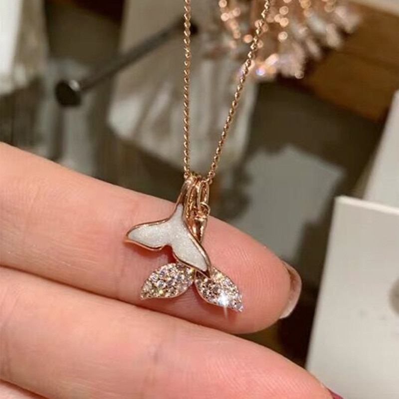 trendy utsøkt 14k ekte måke havfrue halekjede halskjede til kvinner temperament anheng smykker bling aaa zirconia