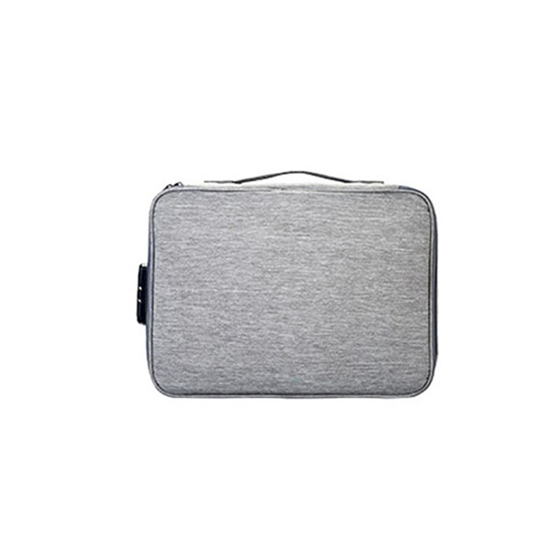 Waterproof Briefcase For Documents Storage Business Travel Pouch Large Capacity Multilayer Receiving Bags With Password XA686ZC: Gray