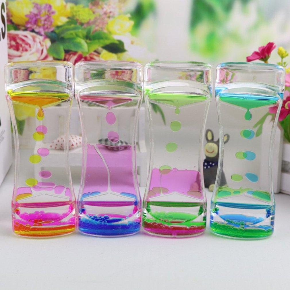 Drip Oil Acrylic Hourglass Desktop Colored Decoration Liquid Motion Bubble Hourglass Liquid Floating Oil Hourglass Toys