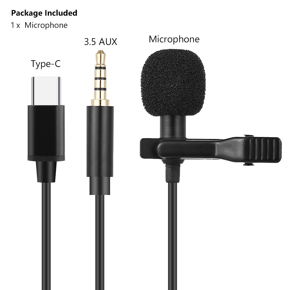 Mini USB Microphone Lapel Lavalier PC / Phone / Camera Mic Portable External Buttonhole Microphones for Phone Laptop Computer