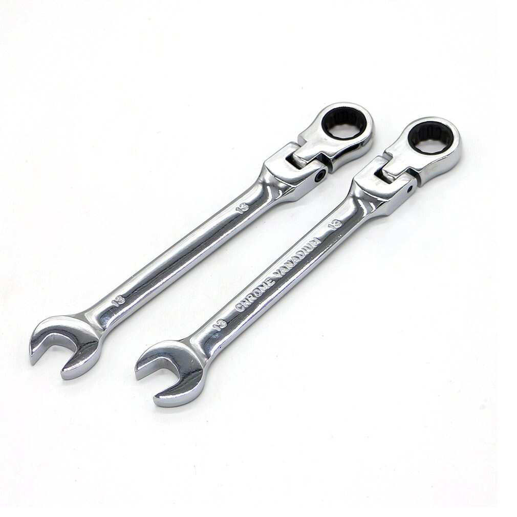 8-19mm 180°Reversible Movable Head Ratchet Wrench Socket Spanner Flexible Head Automotive Repair Hardware Tool