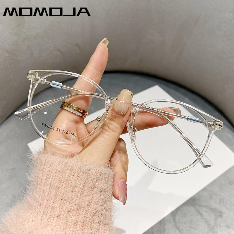 MOMOJA Men's Retro Round Glasses Frame Ultra-Light TR90 Alloy Optical Prescription Women's Eyeglasses Frames TR9898