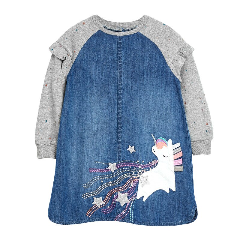 Little Maven-Vestidos vaqueros para niña, ropa de otoño para niño de 2 a 7 años, de algodón, vaquero, unicornio, Starb: 3 años