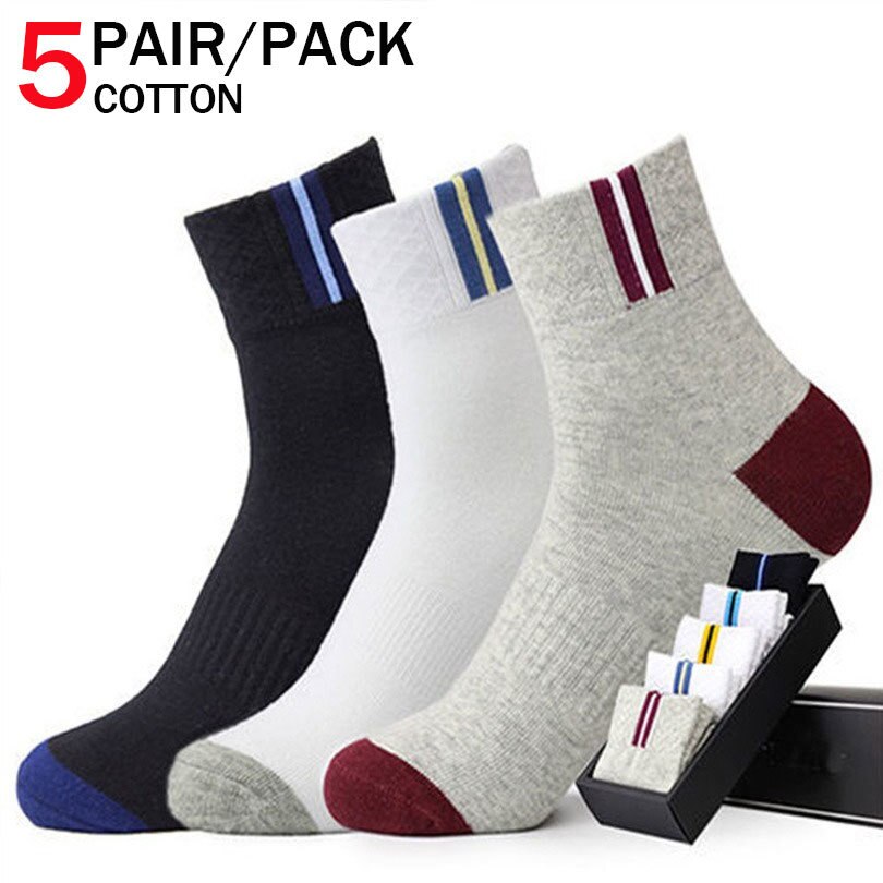 Chaussettes longues en coton pour hommes, 5 paires = 10 pièces, chaussettes de sport, souples et respirantes, confortables et respirantes