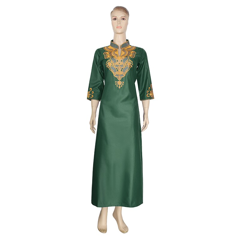 MD Afrikanische Kleider Für Frauen Bazin Dashiki Afrikanische frauen Lange Kleider Traditionellen Südafrika Kleidung Damen Stickerei Kleid: Grün / L
