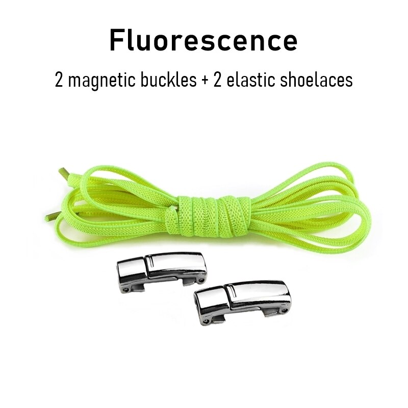 1 para sznurowadła magnetyczne trampki elastyczne sznurówki metalowy zamek leniwe sznurowadła dla dzieci i dorosłych rozmiar uniwersalny but: Fluorescent